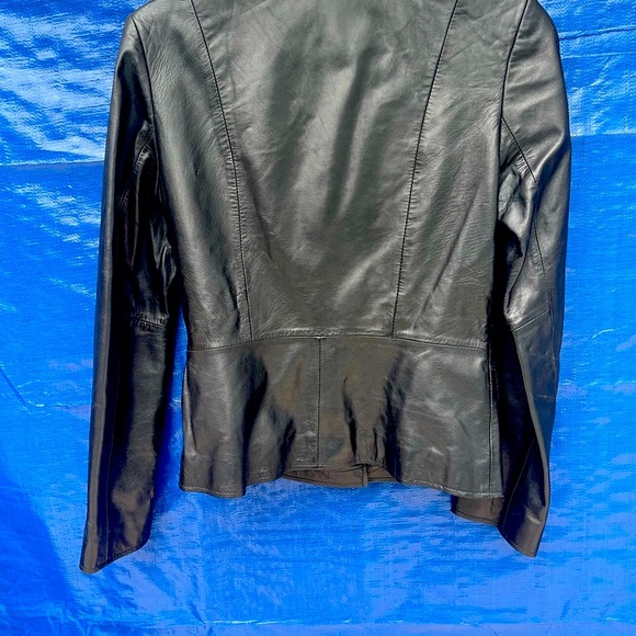 NWOT Kenneth Cole black leather blazer jacket button up coat XS - Picture 17 of 17